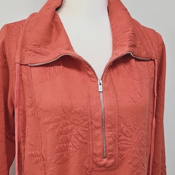 Tommy Bahama Coral Half Zip Jaquard Knit Drawstring Collar Pullover Sz M - Picture 2 of 11
